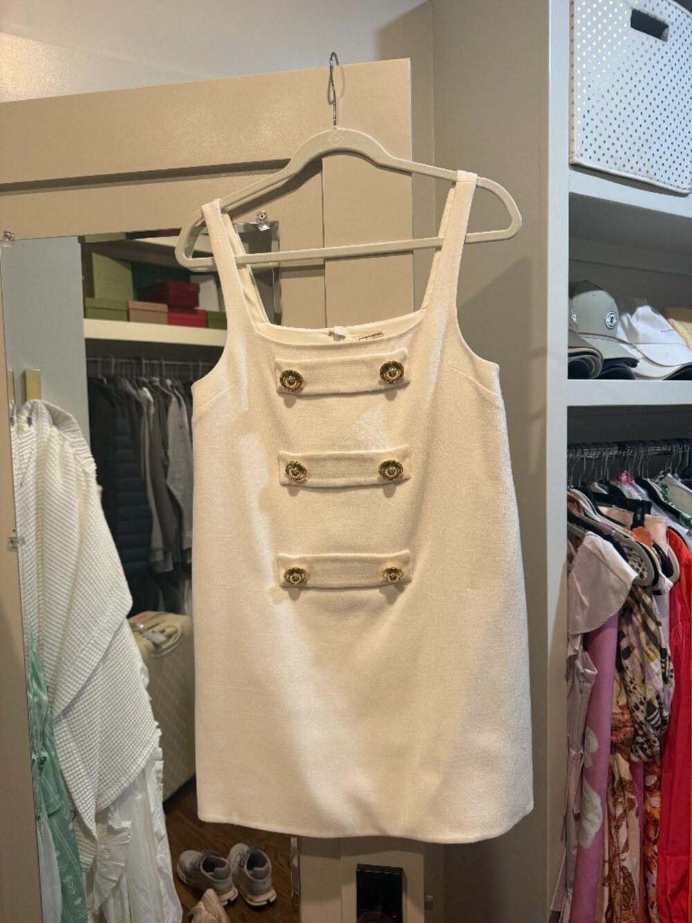Alexis Luya Mini Dress in White with Gold Buttons size Medium - Picture 3 of 5